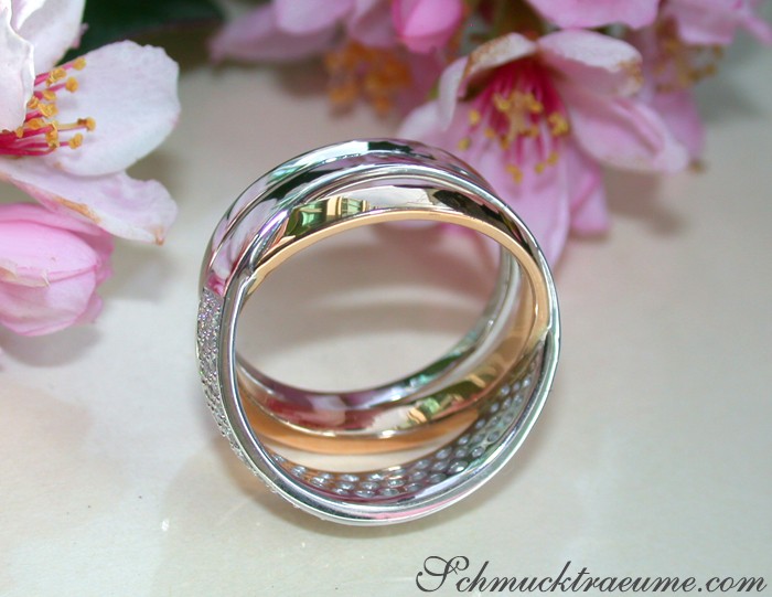 Mehrreihiger Diamanten Ring in Weißgold und Roségold - Image 7