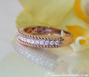 Kordel-Diamant-Ring im Roségold 750, 0.271 Karat, W SI