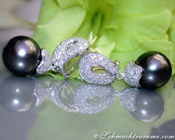 Auffallende Tahitiperlen Ohrstecker mit Diamanten - Image 4