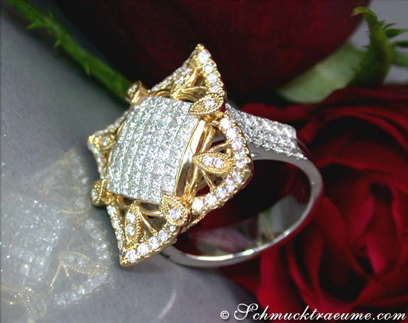Erstklassiger Brillanten Ring mit Princess Diamanten - Image 4