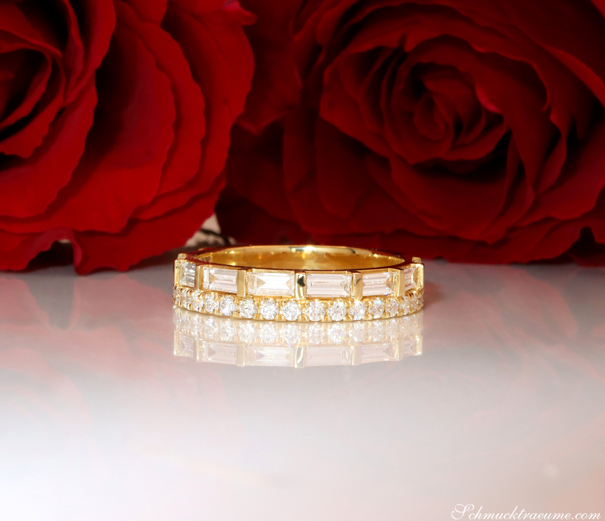 Bildschöner Brillanten Band Ring mit Baguette Diamanten - Image 9