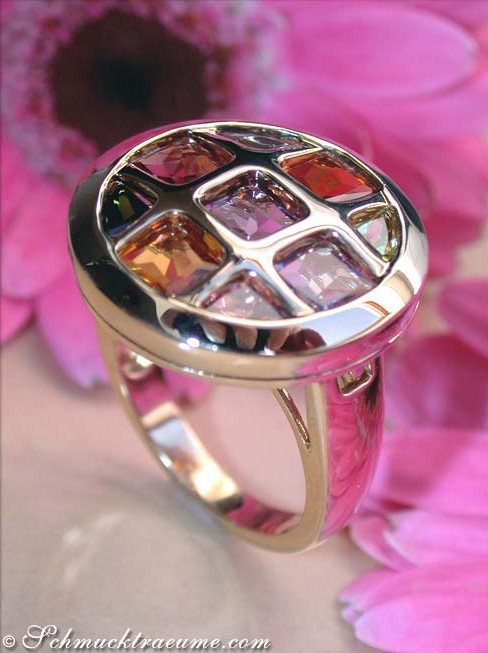 Herrlicher Multicolor Edelstein Ring - Image 3