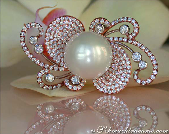 Fantastischer Südseeperle Ring mit Brillanten - Image 2