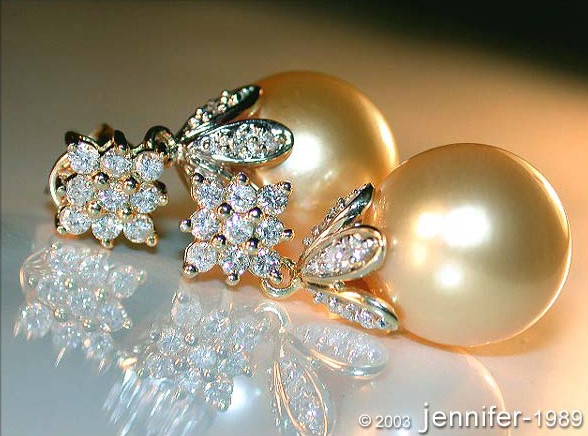 Goldene Südseeperlen Ohrringe im Carré Design - Image 3