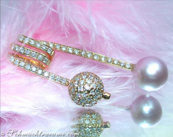 Süßwasserperle Anhänger mit Brillanten Pavé Kugel - Image 3