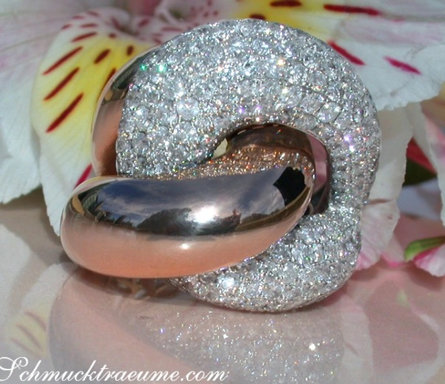 Detailaufnahme des Auffallenden Brillanten-Rings in Roségold Detailaufnahme des Auffallenden Brillanten-Rings in Roségold