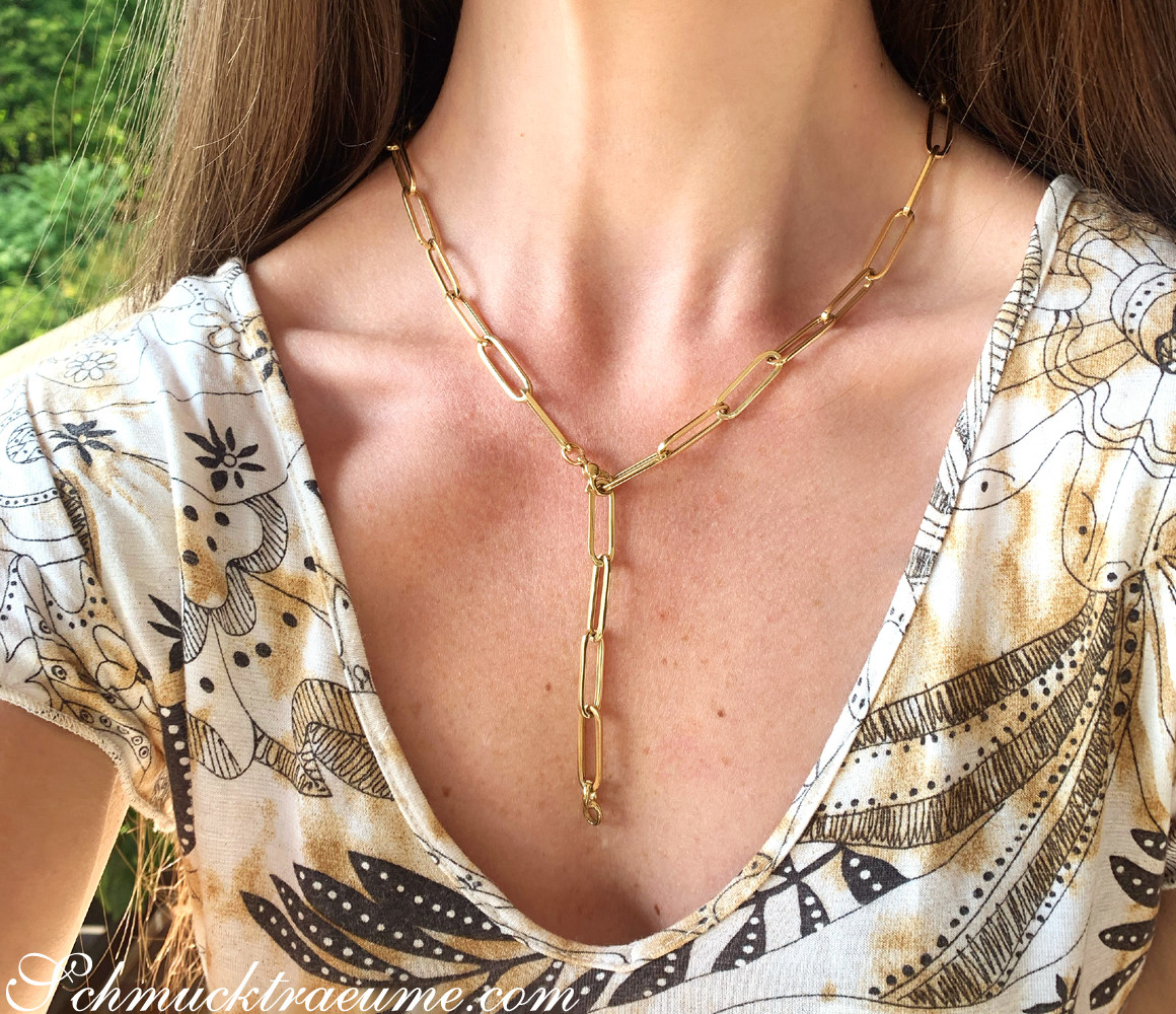 Gold Pur: Auffallende Paperclip Halskette / Collier in Gelbgold 585 - Image 10