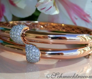 Roségold 750 Armreif mit 1.160 Karat Brillanten und TW VS1-Qualität