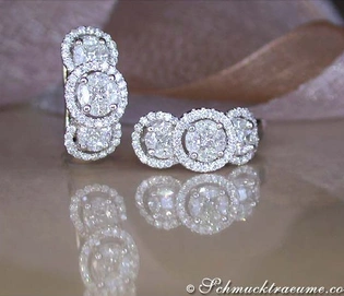 Raffinierte Diamantohrringe im Illusion-Stil auf glänzender Oberfläche