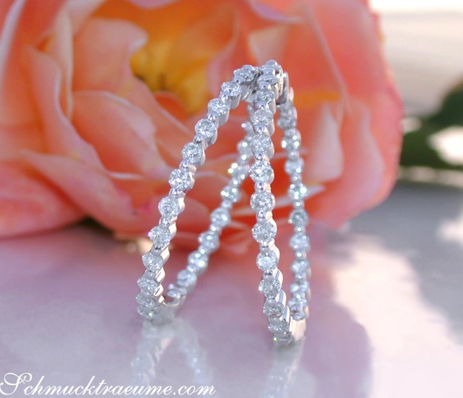 Feinste Diamanten Creolen (Ø 3,1 cm) - Image 1 Feinste Diamanten Creolen (Ø 3,1 cm) - Image 1