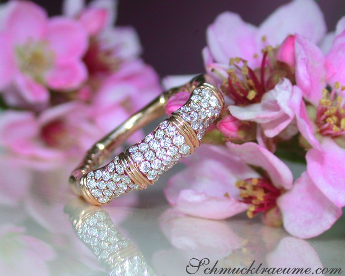 Bambus-Diamantring im Roségold 750, 0.60 Karat, W SI