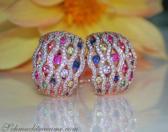 Stattliche Regenbogen Saphir Ohrringe mit Diamanten - Image 3