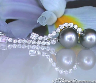 Tahitiperlen-Ohrgehänge mit Brillanten in Weißgold 750