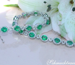 Smaragd-Armband mit Brillanten in Weißgold 750