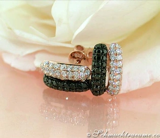 Zarte Ohrstecker aus Roségold 585 mit schwarzen und weißen Diamanten