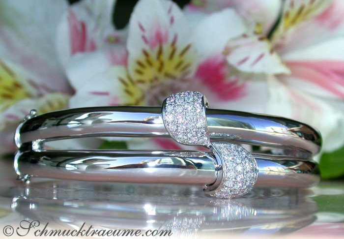 Massiver Diamant-Armreif in Weißgold 585, 1.160 Karat, TW VS1