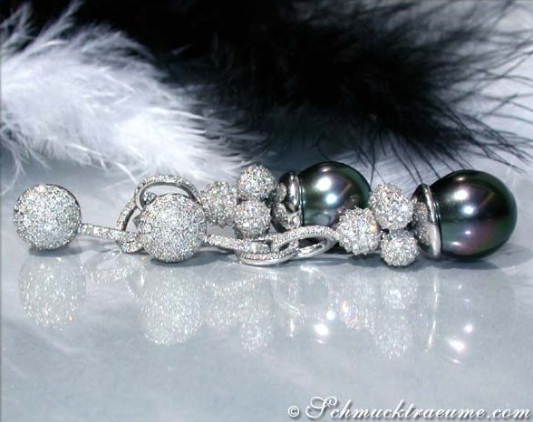 Exklusive Tahitiperlen Ohrgehänge mit Brillanten - Image 2