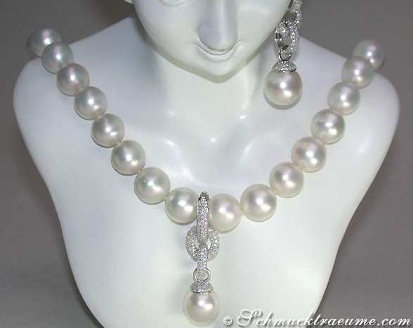 Wandelbare Südseeperlen Brillanten Ohrgehänge / Anhänger - Image 5