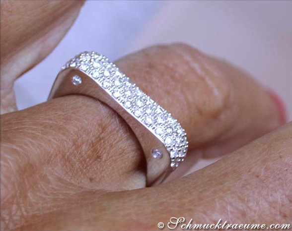 Detailansicht des eckigen Diamanten-Rings in Weißgold 585, 0.50 Karat W SI