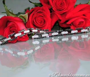 Schwarzes Diamant-Armband im Glieder-Design, 2.890 Karat, Weißgold 585