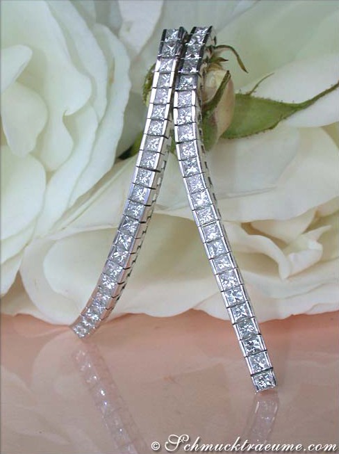 Extra lange Princess Diamanten Ohrringe mit 3.310 Karat TW SI in Weißgold 750