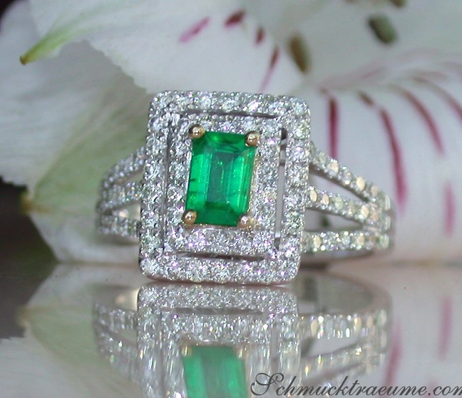 Ausgesuchter Smaragd Ring mit Brillanten - Image 1 Ausgesuchter Smaragd Ring mit Brillanten - Image 1