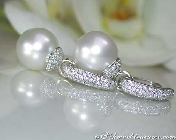 Wandelbare Südseeperlen Brillanten Ohrgehänge / Anhänger - Image 12