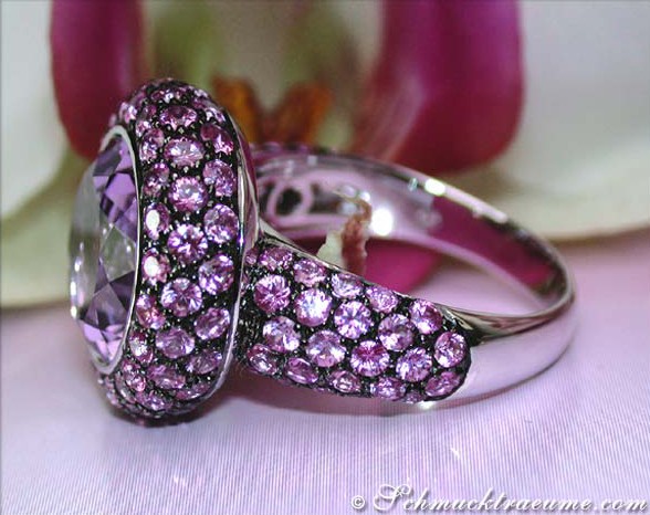Prachtvoller Amethyst Ring mit pinken Saphiren - Image 5